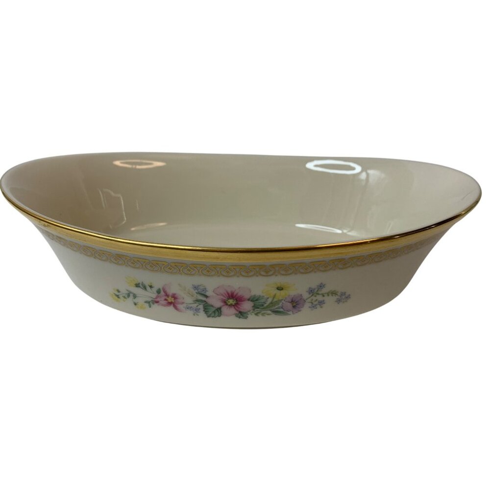 VTG 80s Lenox Flower Song Oval Serving Bowl 10" X 6" Porcelain Gold Trim L10092
